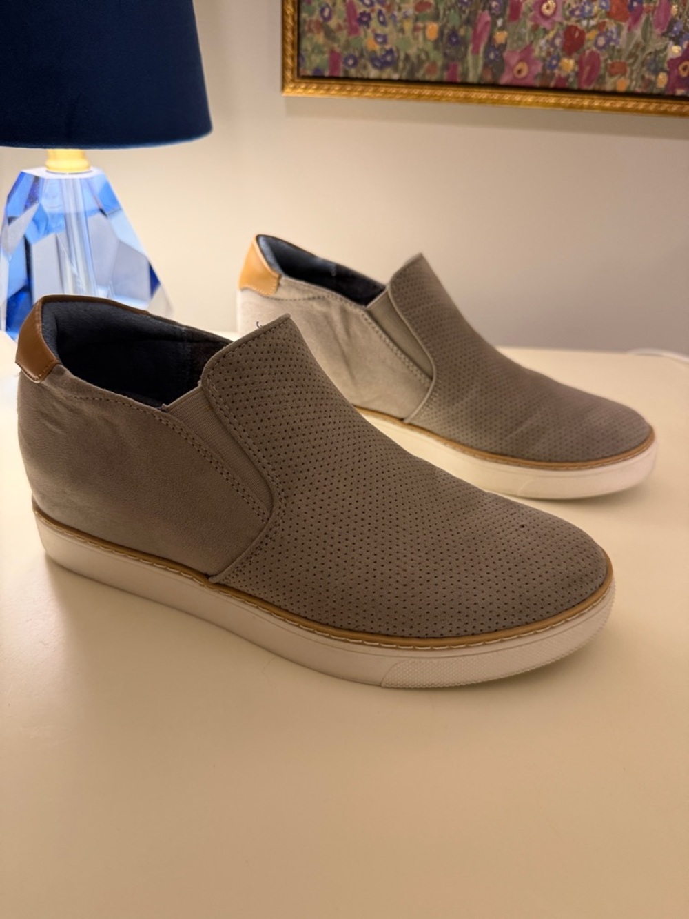 Women’s Dr Scholl’s Platform  Slip-On Perforated Casual Sneakers - Gray